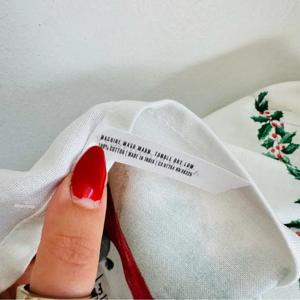 NEW ANTHROPOLOGIE Breakfast With Santa $38 Kitchen Tea Towel Christmas Holiday